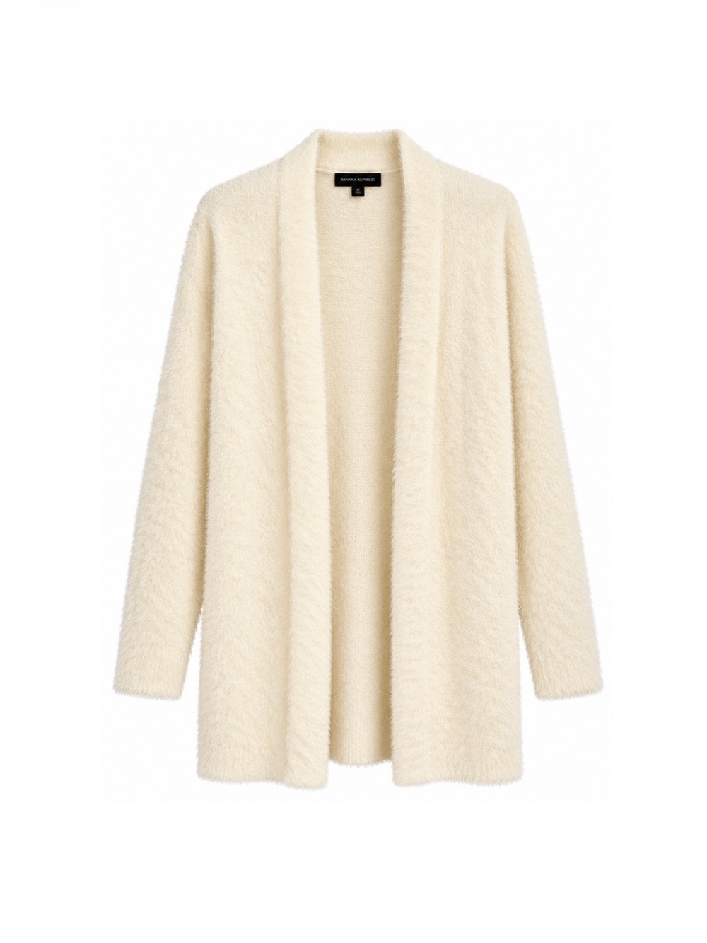 Banana Republic Open-Front Eyelash Fuzzy Cardigan Sweater – Ivory, Size M